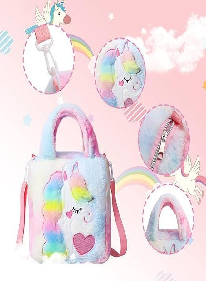 Keetly Unicorn Plush Handbag For Girls || Shoulder Bag with Adjustable Shoulder Strap || Handbags for Toddler, Little Girl || Unicorn Beautiful Bag (Pc1, Multi) - Image 5